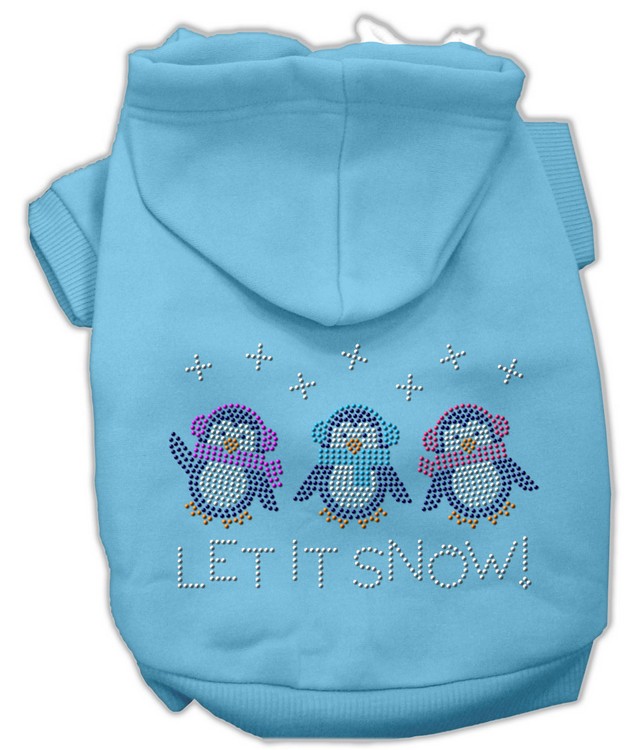 Let it Snow Penguins Rhinestone Hoodie Baby Blue M